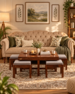Mirevona Premium Crafted Wooden Coffee Table Set with Contemporary Design