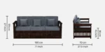 Ojas Solid Sheesham 3 Seater Sofa in Natural Polish with Soft Cushions - Image 2