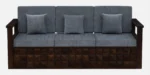 Ojas Solid Sheesham 3 Seater Sofa in Natural Polish with Soft Cushions - Image 3