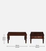 Orion Solid Sheesham Wood Handcrafted Nesting Coffee Table Set - Image 4