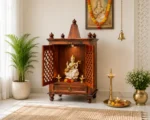 Prarthana Solid Sheesham Wood Elegant Home Temple with Decorative Design