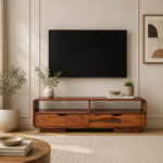 Qorvella Modern Wooden Media Display Unit