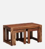 Raven Solid Sheesham Wood Premium Living Room Nesting Table Set - Image 4