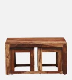 Raven Solid Sheesham Wood Premium Living Room Nesting Table Set - Image 5