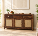 Rudra Solid Sheesham Wood Handcrafted Traditional Storage Sideboard for Home