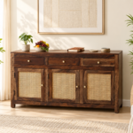Rudra Solid Sheesham Wood Handcrafted Traditional Storage Sideboard for Home