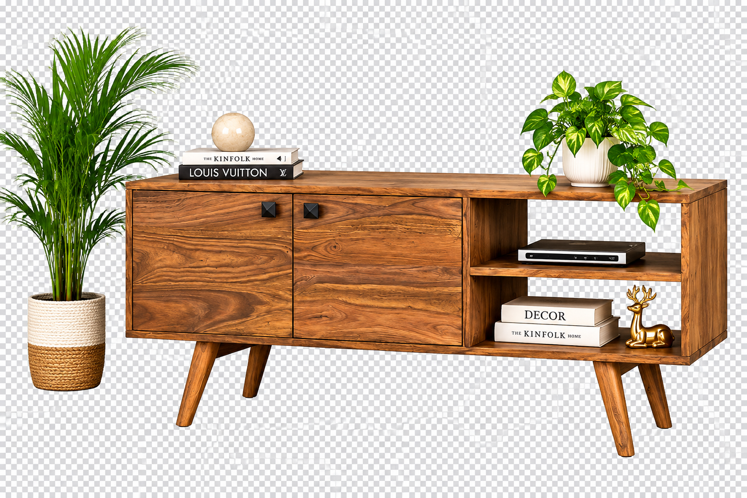 Simple Modern Wooden TV Unit with Open Storage Shelves sarve furniture (1) Simple Modern Wooden TV Unit with Open Storage Shelves - Image 1