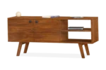 Simple Modern Wooden TV Unit with Open Storage Shelves - Image 4