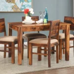 Traditional Wooden 4 Seater Dining Table Set with Matching Chairs