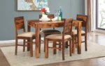 Traditional Wooden 4 Seater Dining Table Set with Matching Chairs