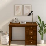 Urban Wooden Workspace Desk with Open Storage Design