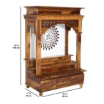 Vedika Solid Sheesham Wood Handcrafted Wooden Pooja Mandir for Home - Image 4