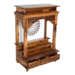 Vedika Solid Sheesham Wood Handcrafted Wooden Pooja Mandir for Home - Image 5