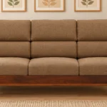 Vriksha Sheesham Wood 3 Seater Sofa in Natural Finish with Carved Design