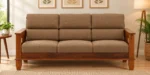 Vriksha Sheesham Wood 3 Seater Sofa in Natural Finish with Carved Design