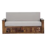 Yashvi Solid Sheesham Wood Natural Finish Wooden Convertible Sofa Cum Bed for Home - Image 3