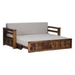 Yashvi Solid Sheesham Wood Natural Finish Wooden Convertible Sofa Cum Bed for Home - Image 4