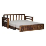 Yashvi Solid Sheesham Wood Natural Finish Wooden Convertible Sofa Cum Bed for Home - Image 5