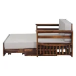 Yashvi Solid Sheesham Wood Natural Finish Wooden Convertible Sofa Cum Bed for Home - Image 6