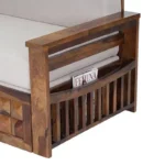 Yashvi Solid Sheesham Wood Natural Finish Wooden Convertible Sofa Cum Bed for Home - Image 8