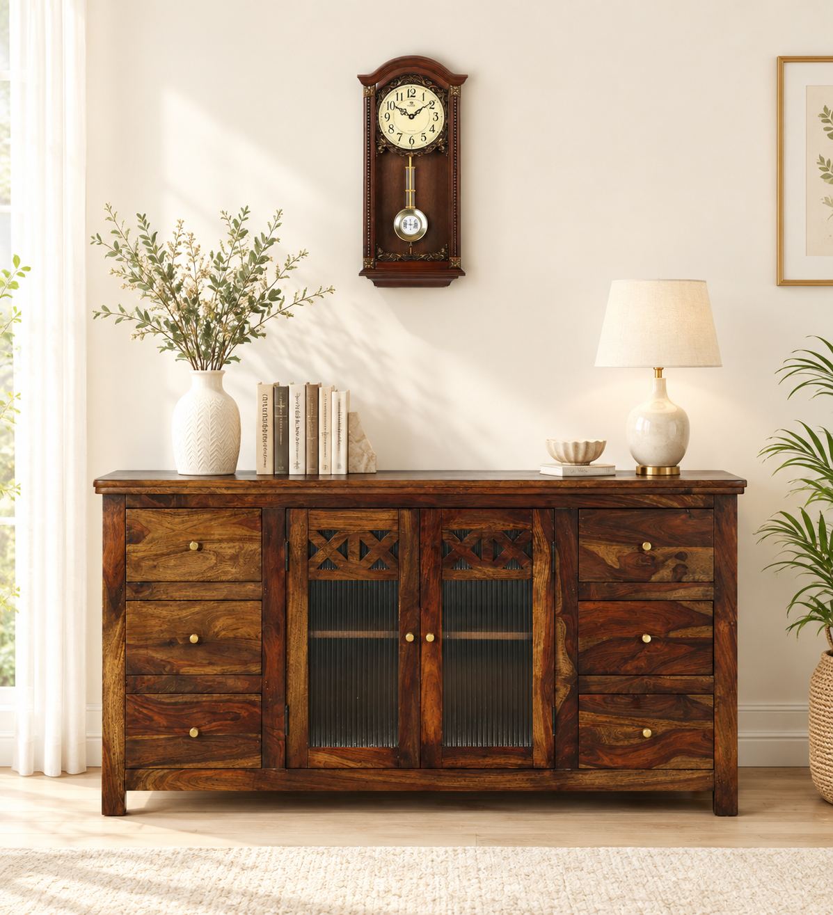 Yuvan Solid Sheesham Wood Modern Handcrafted Storage Sideboard for Home (1) Yuvan Solid Sheesham Wood Modern Handcrafted Storage Sideboard for Home - Image 1