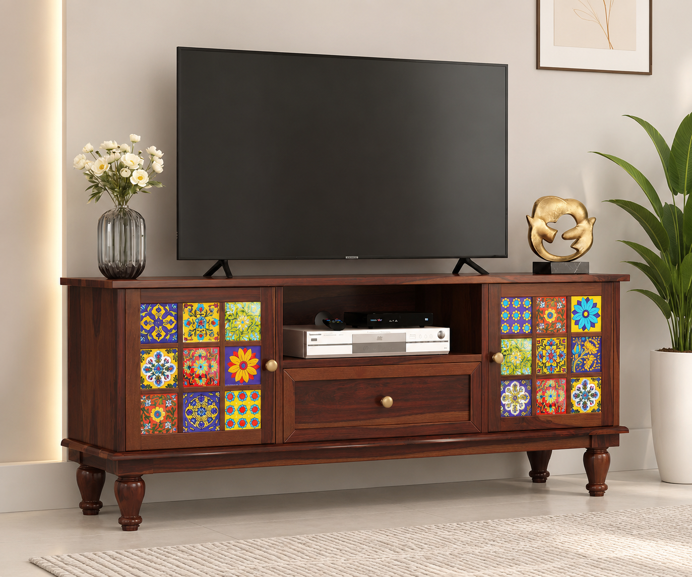 Zorvellan Contemporary Media Living Console (1) Zorvellan Contemporary Media Living Console - Image 1