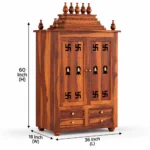 Vedika Solid Sheesham Wood Designer Home Temple with Storage - Image 4