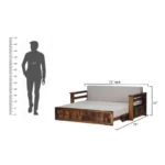 Yashvi Solid Sheesham Wood Natural Finish Wooden Convertible Sofa Cum Bed for Home - Image 9