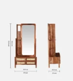 Myra Solid Sheesham Wood Premium Wooden Dressing Table with Mirror - Image 4
