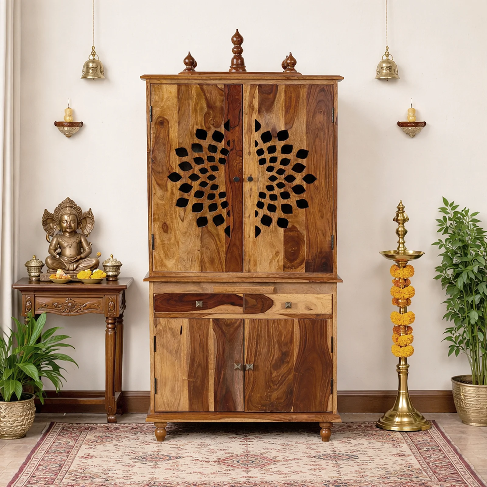 Anant Solid Sheesham Wood Modern Wooden Mandir for Home and Pooja Room (1) Anant Solid Sheesham Wood Modern Wooden Mandir for Home and Pooja Room - Image 1