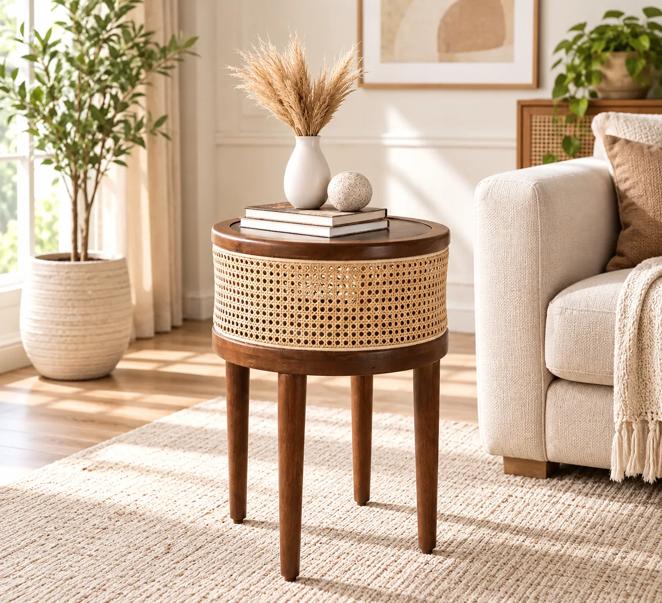 Calvora Solid Sheesham Wood Modern Wooden End Table (1) Calvora Solid Sheesham Wood Modern Wooden End Table - Image 1