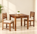 Cedar Solid Sheesham Wood Natural Finish Dining Set for 2