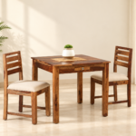 Cedar Solid Sheesham Wood Natural Finish Dining Set for 2