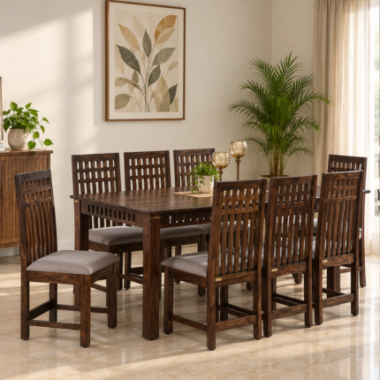 Elwood Solid Sheesham Wood Contemporary 8 Seater Dining Table Set