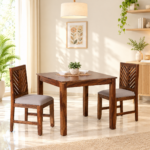 Emery Solid Sheesham Wood Elegant Two Person Dining Table Set