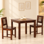 Hazel Solid Sheesham Wood Contemporary Dining Table Set for 2