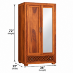 Lomira Solid Sheesham Wood Compact Storage Wardrobe - Image 3