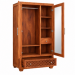 Lomira Solid Sheesham Wood Compact Storage Wardrobe - Image 5