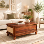 Mira Solid Sheesham Wood Contemporary Center Coffee Table for Living Room