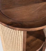 Rattanley Solid Sheesham Wood Cane Panel End Table - Image 3