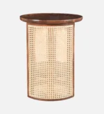 Rattanley Solid Sheesham Wood Cane Panel End Table - Image 4