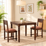 Rowan Solid Sheesham Wood Modern Dining Table and 2 Chairs
