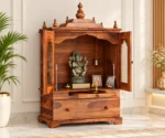 Rudransh Solid Sheesham Wood Traditional Wooden Mandir with Drawer