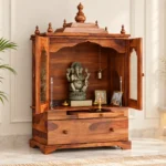 Rudransh Solid Sheesham Wood Traditional Wooden Mandir with Drawer