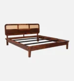 Ruvina Solid Sheesham Wood Designer Queen Size Bed Without Storage - Image 4