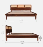 Ruvina Solid Sheesham Wood Designer Queen Size Bed Without Storage - Image 7