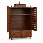 Shanaya Wooden Pooja Mandir with Dual Storage Cabinets - Image 2