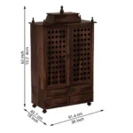 Shanaya Wooden Pooja Mandir with Dual Storage Cabinets - Image 3