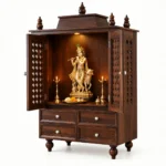 Shanaya Wooden Pooja Mandir with Dual Storage Cabinets - Image 4