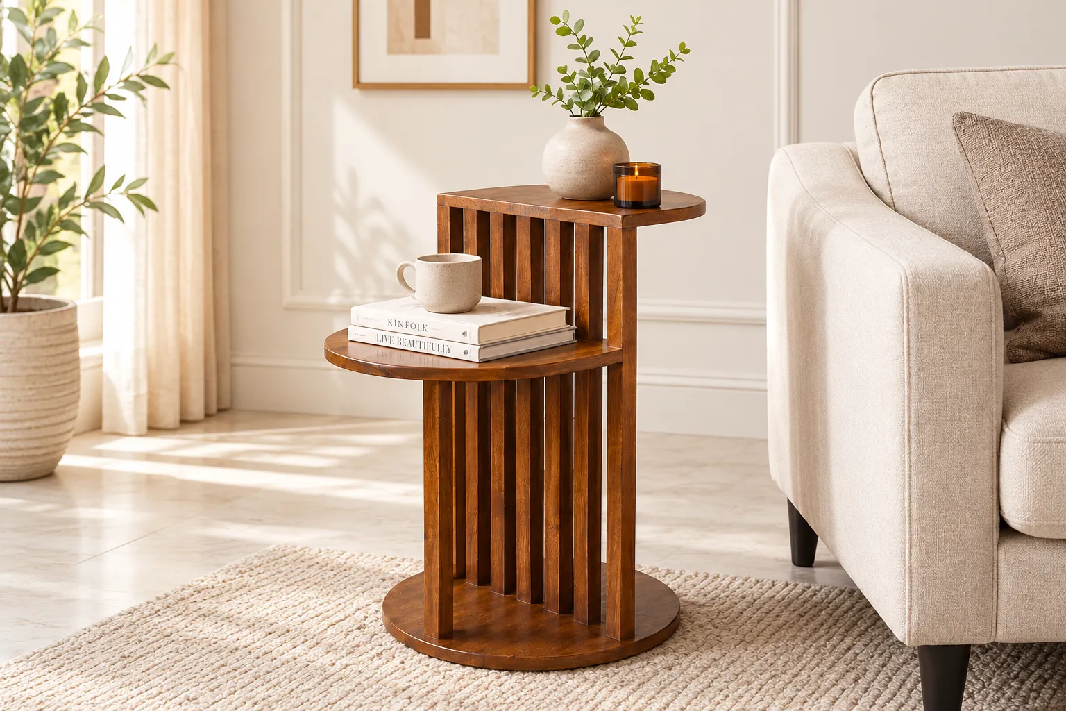 Tavish Solid Sheesham Wood Minimalist Side Table (1) Tavish Solid Sheesham Wood Minimalist Side Table - Image 1
